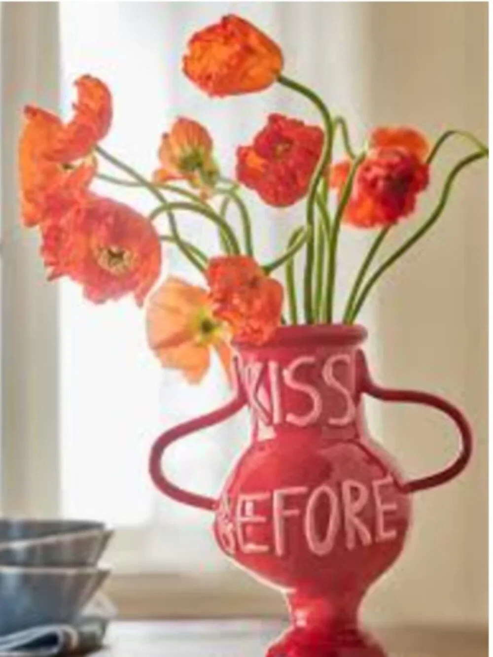 NIB Anthropologie L&Clay L and Clay Red Kiss Before You Go Ceramic Vase